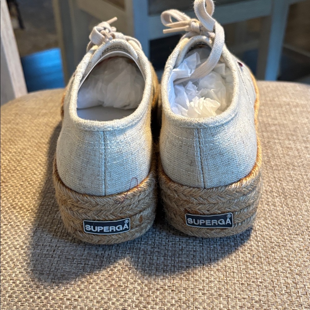 Superega platform linen espadrilles size 39 or 8.5US - Picture 7 of 8